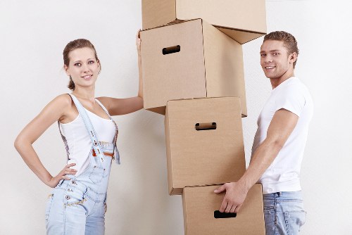 Household furniture being prepared for transport in Wandsworth